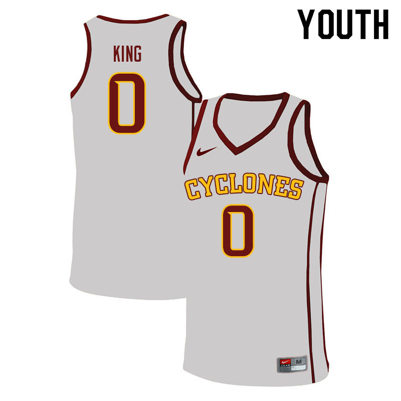 Youth #0 Tre King Iowa State Cyclones College Basketball Jerseys Sale-White